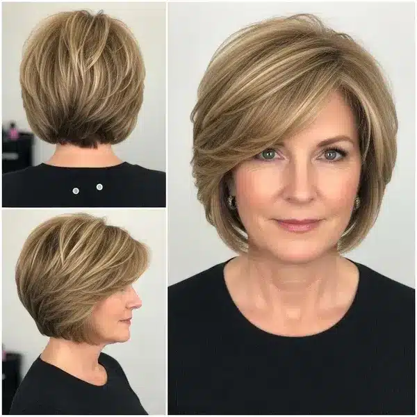 31+ Hairstyles For Women Over 50 With Fine Hair That Make Every Strand Matter 4 Hairstyles For Women Over 50 With Fine Hair - Short Layered Bob With Highlights