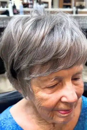 34 Elegant Short Hairstyles for Women Over 70 with Fine Hair 28 Short Hairstyles for Women Over 70 With Fine Hair - Feathered Gray Pixie Hairstyle