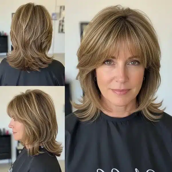 31+ Hairstyles For Women Over 50 With Fine Hair That Make Every Strand Matter 20 Hairstyles For Women Over 50 With Fine Hair - Medium Layers With Bangs