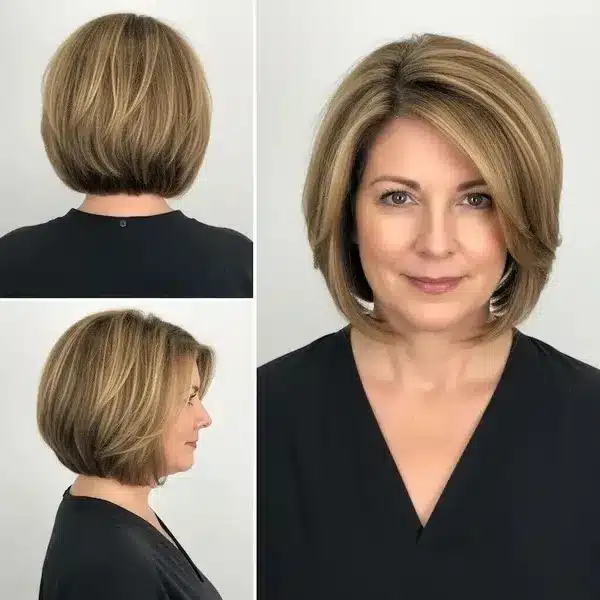 31+ Hairstyles For Women Over 50 With Fine Hair That Make Every Strand Matter 7 Hairstyles For Women Over 50 With Fine Hair - Angled Bob With Blended Layers