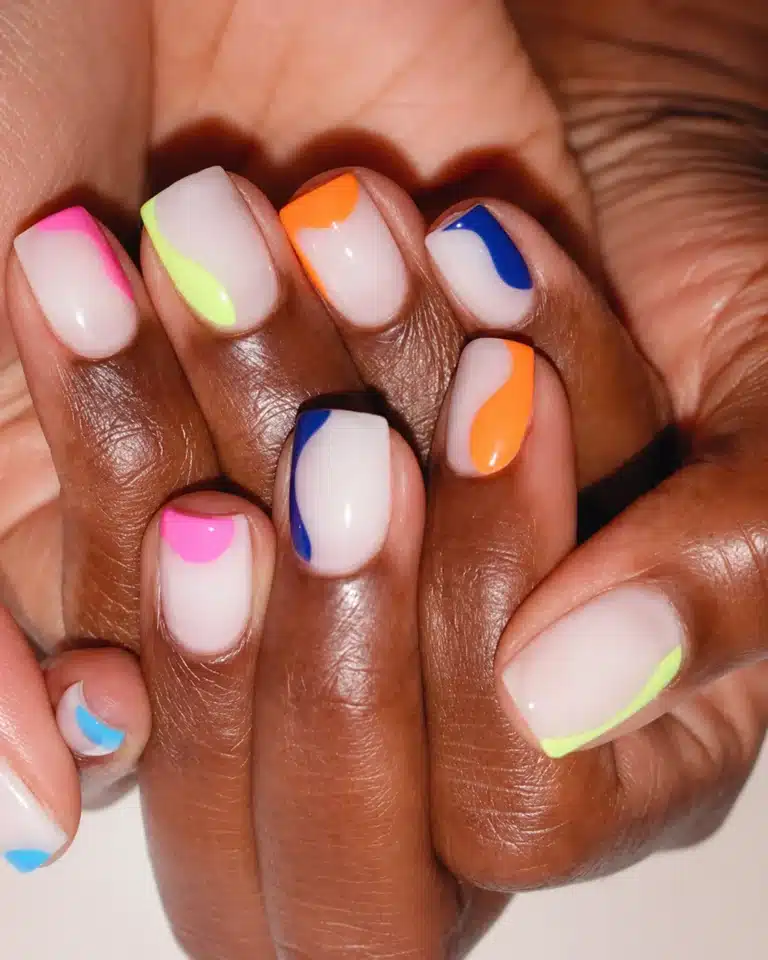 Colorful summer nail inspo on square nails