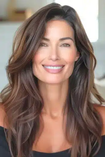 34 Elegant Short Hairstyles for Women Over 70 with Fine Hair 39 Short Hairstyles for Women Over 70 With Fine Hair - Smooth Wavy Blowout Hairstyle on smiling woman with brown hair.