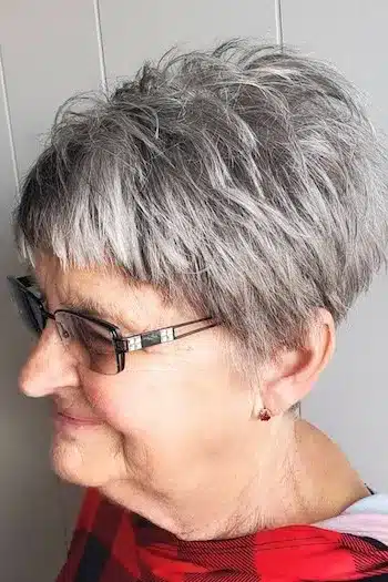 Silver Textured Pixie With Cropped Bangs