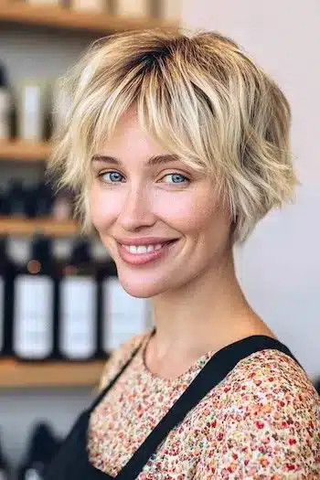 Choppy blonde bixie showing 31 Bixie Haircuts That Perfectly Blend Bob and Pixie Hairstyles