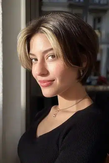 Two-tone bixie with money piece featuring 31 Bixie Haircuts That Perfectly Blend Bob and Pixie Hairstyles