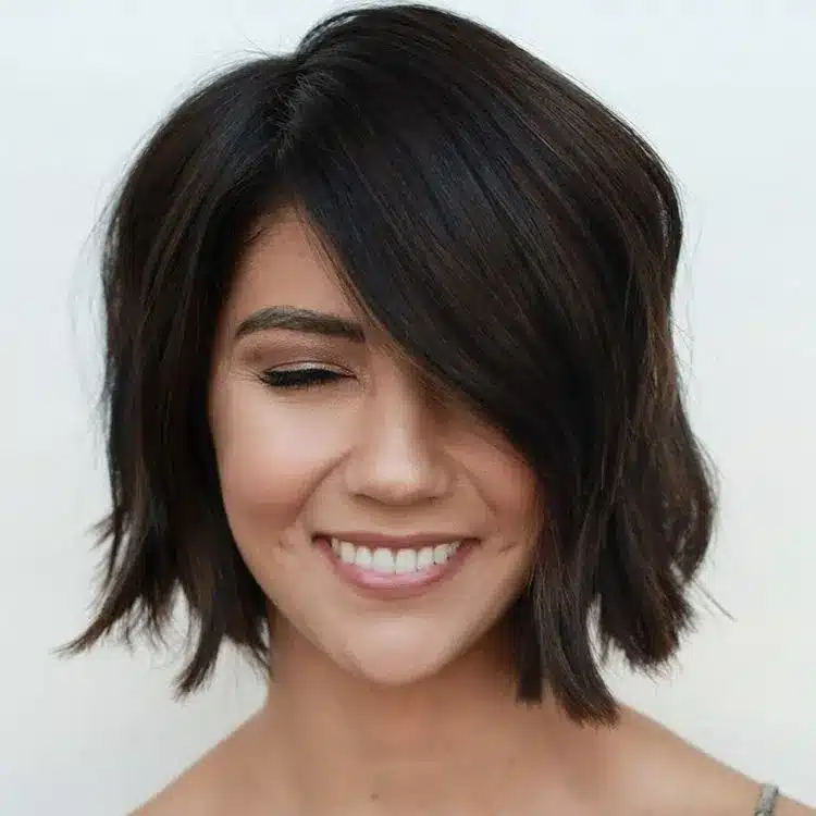 35 Short Brown Hairstyles You'll Be Seeing Everywhere 13 Side-Swept Short Bob