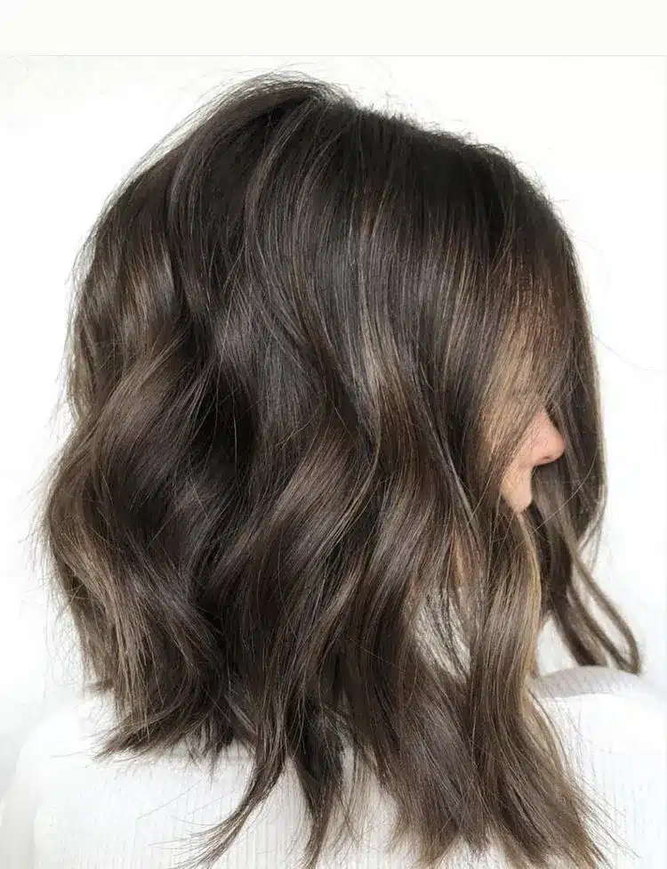 35 Short Brown Hairstyles You'll Be Seeing Everywhere 23 Angled Lob