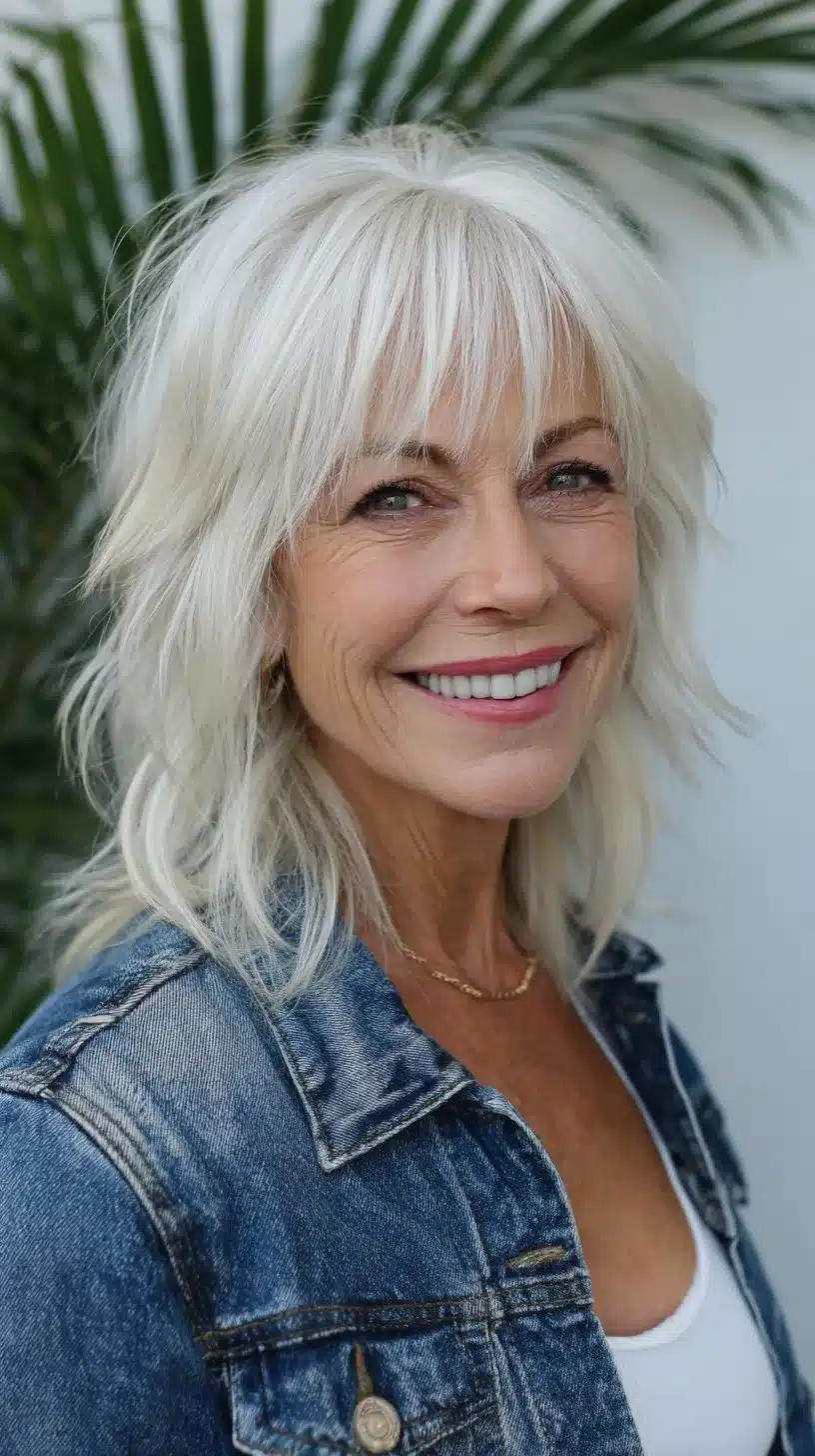 Short Feathered Silver Shag with Wispy Micro-Bangs