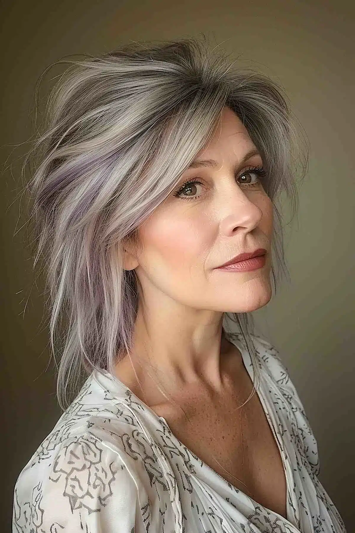 Shoulder-Length Layered Bob for Ladies Over Seventy