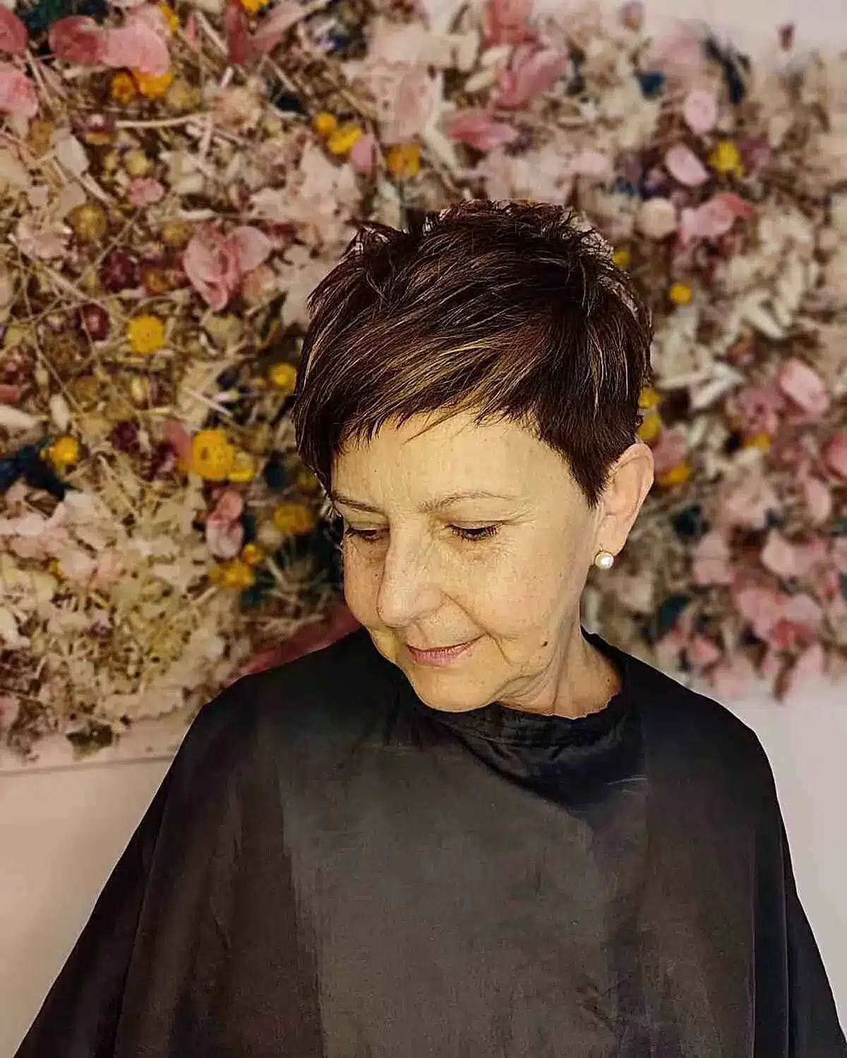 Edgy Very Short Pixie Undercut for Seniors Aged 70